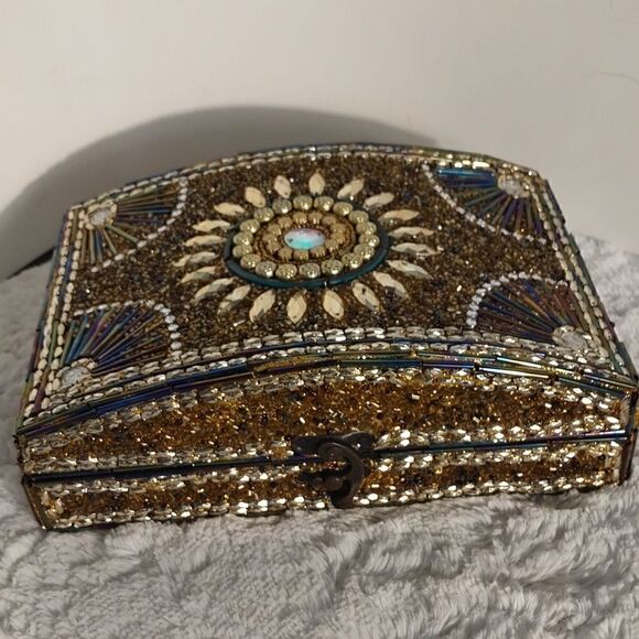 Beaded Iridescent Wood Box  - Picture 9 of 9